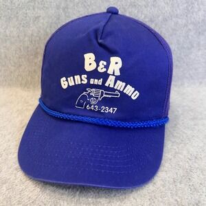 B&R Guns and Ammo Mens Blue OG Trucker Hat Mesh Snapback Rope Accent OSFM